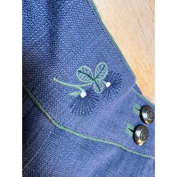 Vtg Alphorn Austria Folk Vest Waistcoat 36 Pants 38 Blue Green German Cottage - Picture 16 of 16